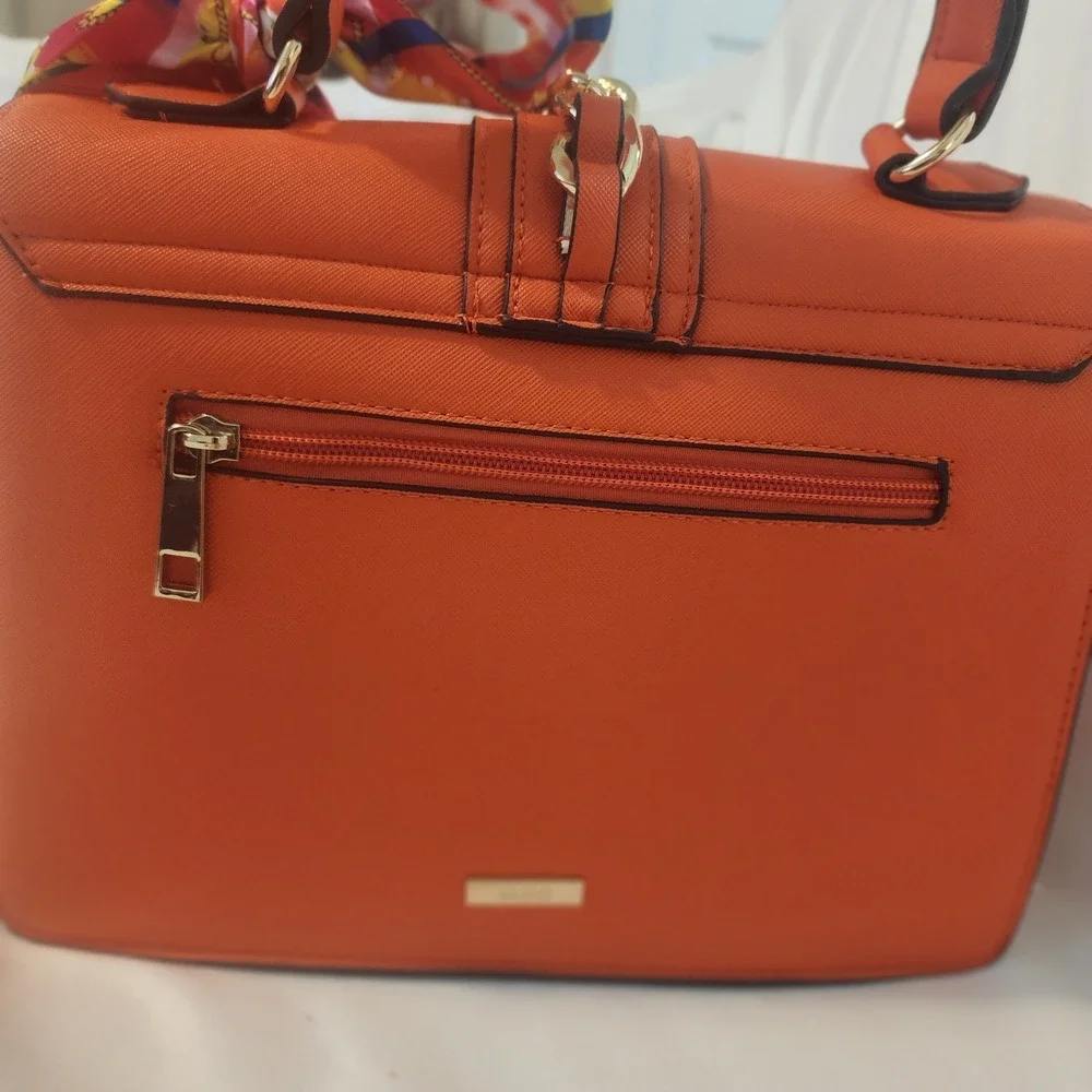 ALDO Anniebrook Crossbody Orange Faux Leather Satchel